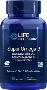 Super Omega-3 EPA DHA Fish Oil With Olive Extract & Sesame Lignans, 120 softgels - Life Extension