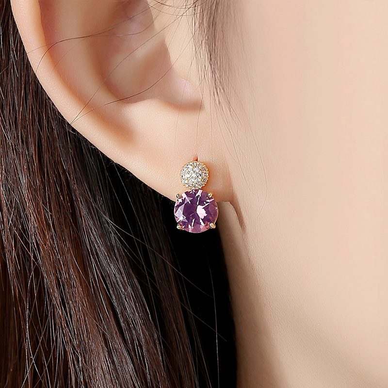 【法式巴黎】爱缇卡AITEKA18K金黄色圆舞曲式浪漫紫水晶耳饰欧范神秘优雅