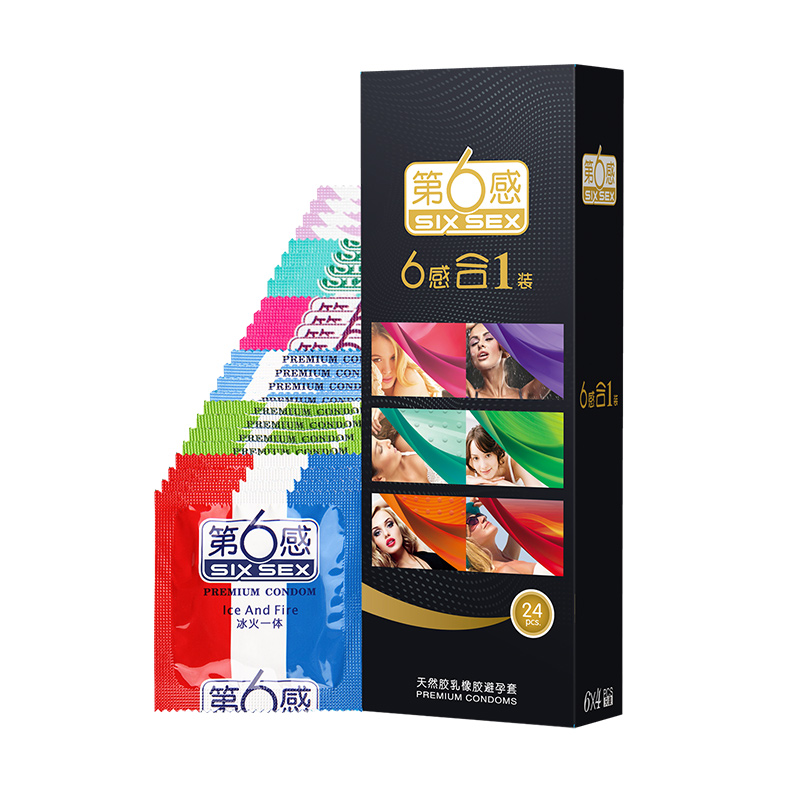 天然乳胶加倍湿滑颗粒螺纹凸点冰火六合一24片装-美咻咻情趣用品商城