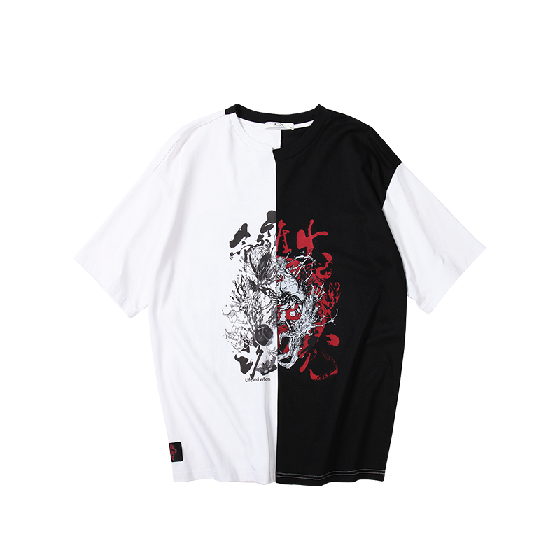 火魔 阴阳色 印花涂鸦短袖T恤