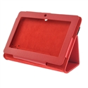 4-in-1 PU Flip Case & Screen Guard & Stylus Pen & Cleaning Cloth Set for Q88 /Q8 7-inch Tablet PC (Red)