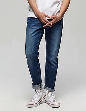 凡客牛仔裤 修身直筒 轻弹冰丝 男款 水洗蓝