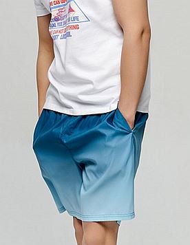 凡客男士魔术印花沙滩裤 蓝色渐变