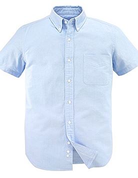凡客衬衫 牛津纺 领尖扣 短袖 男款 天蓝色