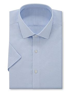 凡客日式免烫衬衫小方领 短袖 浅蓝色