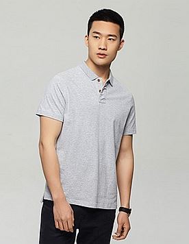 水洗POLO衫  柔软磨毛平纹 男款 浅花灰
