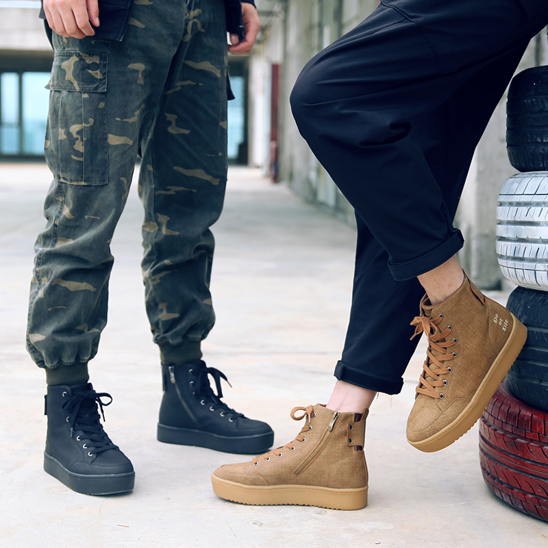 DOD 高帮超纤厚底鞋棕色 男