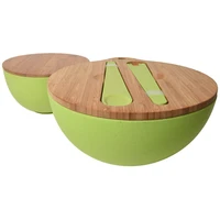 Bamboo Fiber Bowl w/ Bamboo Lid And Inset Utensils