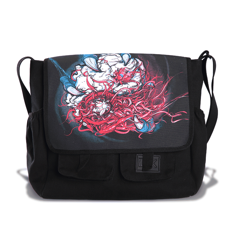 斜挎翻盖涂鸦背包