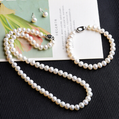 QianXing/千星珠宝 淡水珍珠三件套  馒头珠 8-9mm