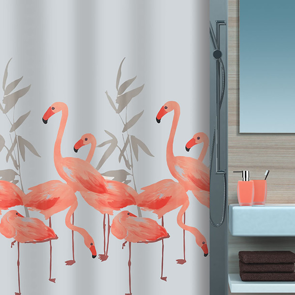 Spirella 丝普瑞 个性创意火烈鸟印花涤纶布不透明防水浴帘 180 * 200CM 
