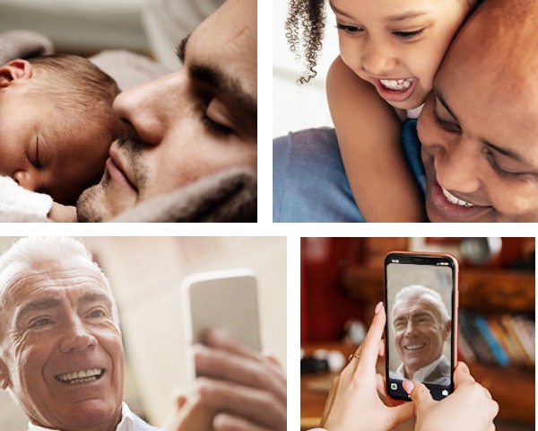 Collage of fathers with their children next to text that says Shop the Father's Day Gift Guide.