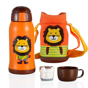 小豆苗儿童保温杯婴儿保温杯学生背带喝水杯水壶学饮杯宝宝吸管杯