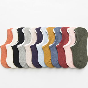 袜子夏天薄款不掉跟韩国船袜纯色棉袜浅口ins潮日系硅胶防滑隐形