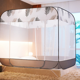 3门免安装蒙古包蚊帐1.8床1.5用新款防摔加密加高拉链纹账可折叠