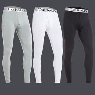 男士保暖秋裤衬裤棉裤青年薄款加绒棉修身毛裤绒秋冬季单件打底裤