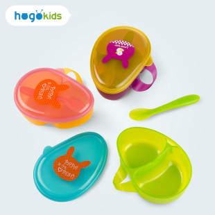 禾果儿童餐具便携辅食盒分格防尘带盖碗勺套装宝宝家用喂养专用碗
