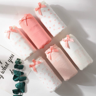 棉文化女士全棉内裤女生纯棉抗菌可爱短裤日系少女无痕性感薄三角