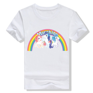 超减龄！100%纯棉圆领短袖女T恤打底衫内搭体恤时尚可爱彩虹小马