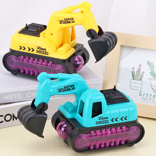44工程车玩具儿童消防搅拌吊车挖推土挖掘机男孩电动小汽车