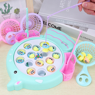 47小孩钓鱼玩具套装益智儿童磁性磁铁鱼电动1-2-3岁半音乐旋转H