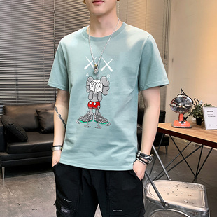 纯棉短袖男夏季韩版潮流男士T恤圆领宽松体恤男生时尚日系联名T恤