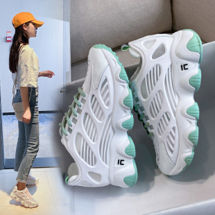 芬爱莎2020年夏季新款网红网面毛毛虫透气休闲运动老爹鞋