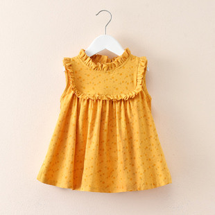 2020纯棉夏装新款女童碎花裙子小女孩公主裙女宝宝时髦无袖连衣裙