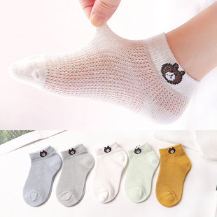 儿童袜子春夏季镂空薄款宝宝棉袜透气网眼短袜可爱动物3-5-7-9岁