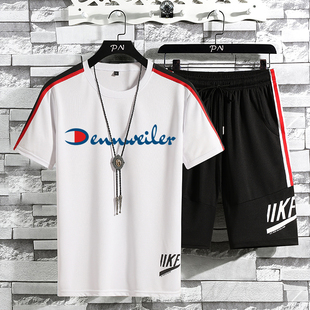 夏季新款跑步运动服套装男夏健身速干运动短袖五分短裤运动套装男