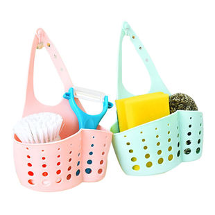 厨房用品可调节水槽挂袋塑料沥水篮挂篮下水槽置物架收纳架沥水架