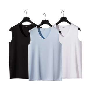 仟郎男士冰丝无痕背心修身型紧身夏季运动内薄穿打底汗杉春宽坎肩