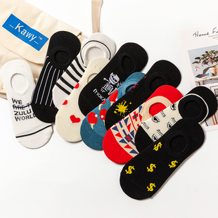 船袜男女士纯棉浅口夏季薄款透气防臭隐形不掉跟低帮袜子百搭短袜