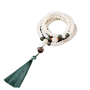 彩想天然白玉菩提子原籽108颗佛珠手链项链女民族风菩提根散珠男