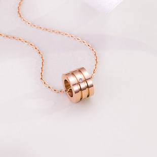 工美博物馆钻石项链小蛮腰钻石吊坠真钻时尚款玫瑰金锁骨链女送礼