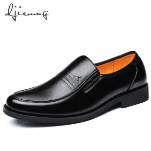 皮鞋男夏季真皮男士商务正装中年爸爸鞋休闲镂空内增高透气凉鞋I