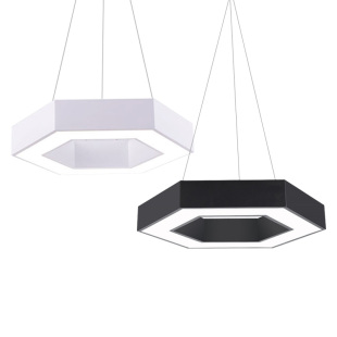 led办公室吊灯简约六边形工业风健身房造型灯商场店铺装饰灯创意异形灯具