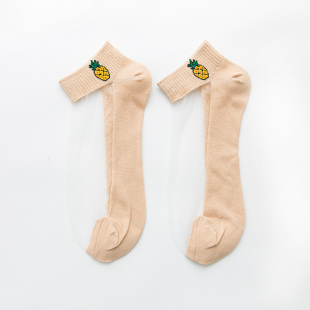 2020水果图案丝袜玻璃丝水晶袜女士短袜夏季薄款透气女袜