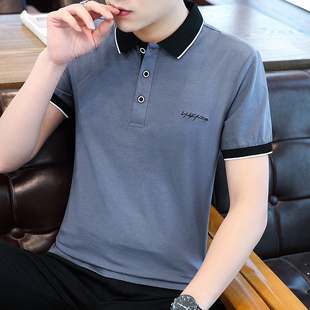 夏季短袖男士带领t恤韩版翻领上衣服青年潮流polo衫款式夏天体恤