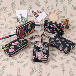 桃梓韩式两拉链钱包女手拿长款钱包钥匙包零钱包大容量手机包手挽