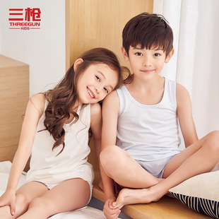 三枪儿童纯棉背心男童女孩童吊带中大童宝宝夏季薄款内穿打底衫