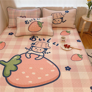 (限时抢购)罗霓欧卡通乳胶凉席三件套夏季空调软席可水机洗可折叠