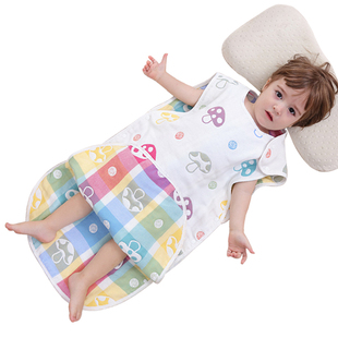 安耐士婴儿睡袋6层全棉纱布背心式宝宝儿童空调房防踢被夏季A类