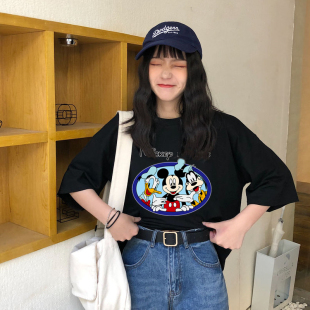 潮牌米奇t恤女短袖原宿风2020新款BF宽松韩版纯棉t桖半袖上衣女夏