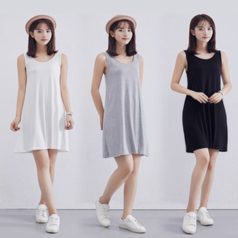 睡裙夏季薄款性感少女莫代尔吊带睡衣中长款公主风大码宽松家居服