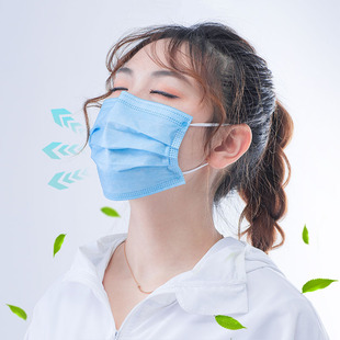 【现货】口罩一次性口罩透气口罩三层蓝白色防尘防护男女成人口罩