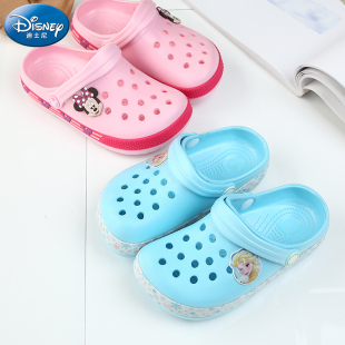 迪士尼儿童洞洞鞋夏女童宝宝防滑艾莎外穿沙滩鞋中大童小童凉拖鞋