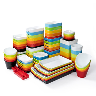 彩色火锅菜盘商用自助火锅店配菜密胺塑料餐具碟子串串香烤肉盘子