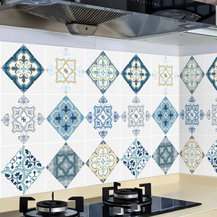 厨房防油贴纸墙贴防水自粘耐高温防油烟柜灶台用橱柜墙纸铝箔壁纸