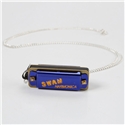 Swan 4 Hole 8 Tone Mini Harmonica with Necklace for Kids Gift (Blue)